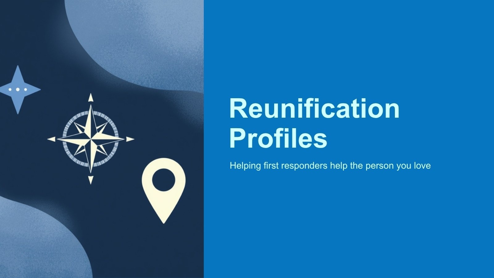 A caregiver reviewing a printed Reunification Profile with a first responder at a community reunification site